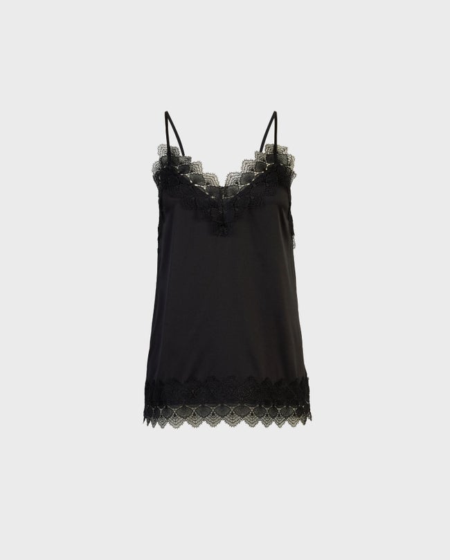 Black Silk Lace Camisole: Women's Luxury Top | Anne Fontaine