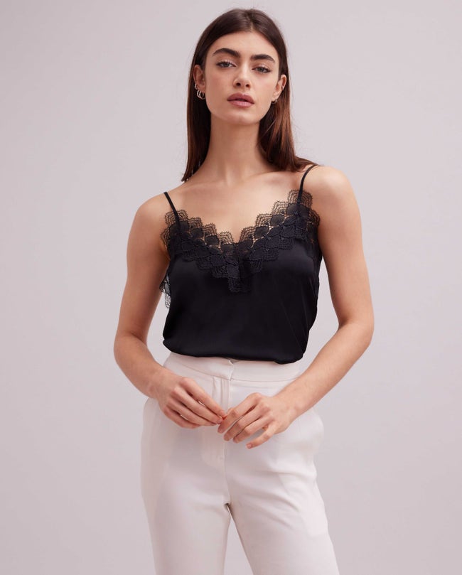 Black Silk Lace Camisole: Women's Luxury Top