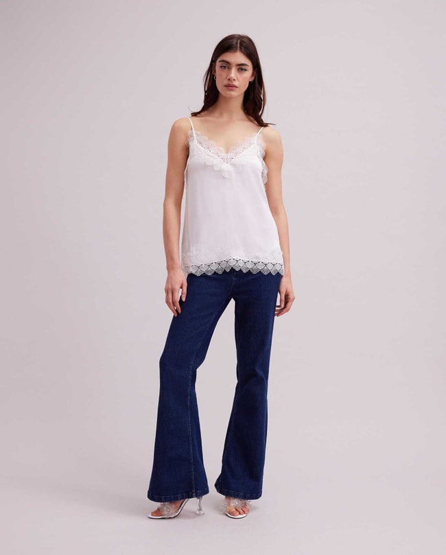 White Silk Lace Camisole: Women's Luxury Top | Anne Fontaine