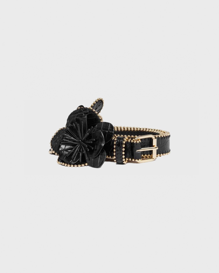 Anne Fontaine Neissi Black and Gold Floral Cufflinks