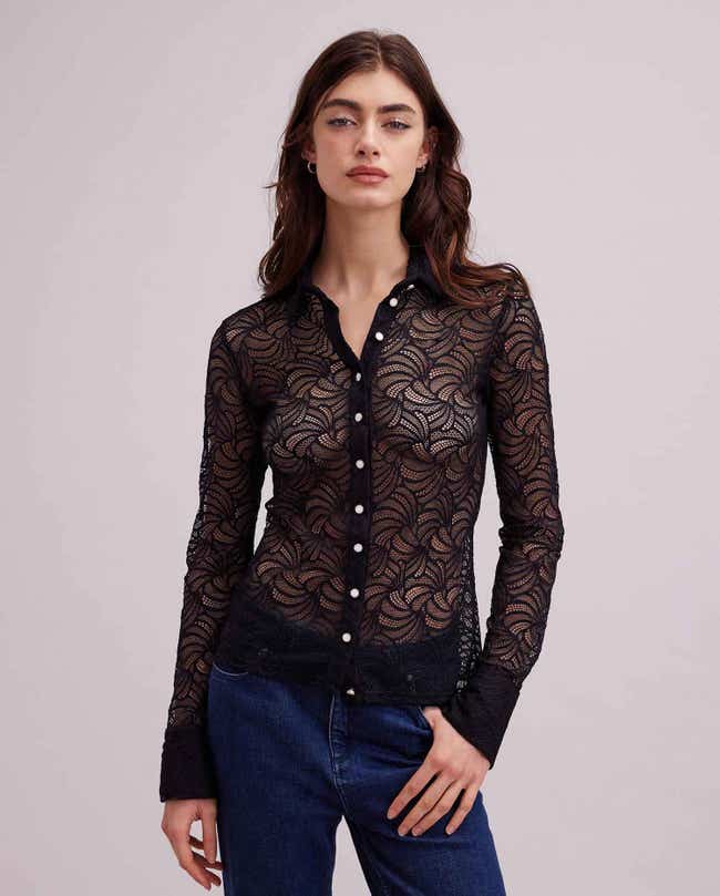 Womens Ladies Lace Blouse Full Length Sleeves Designer Shirts Smart  Occasionwear