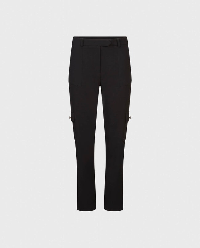 Black Tapered Cargo Trousers w/ Side Pockets