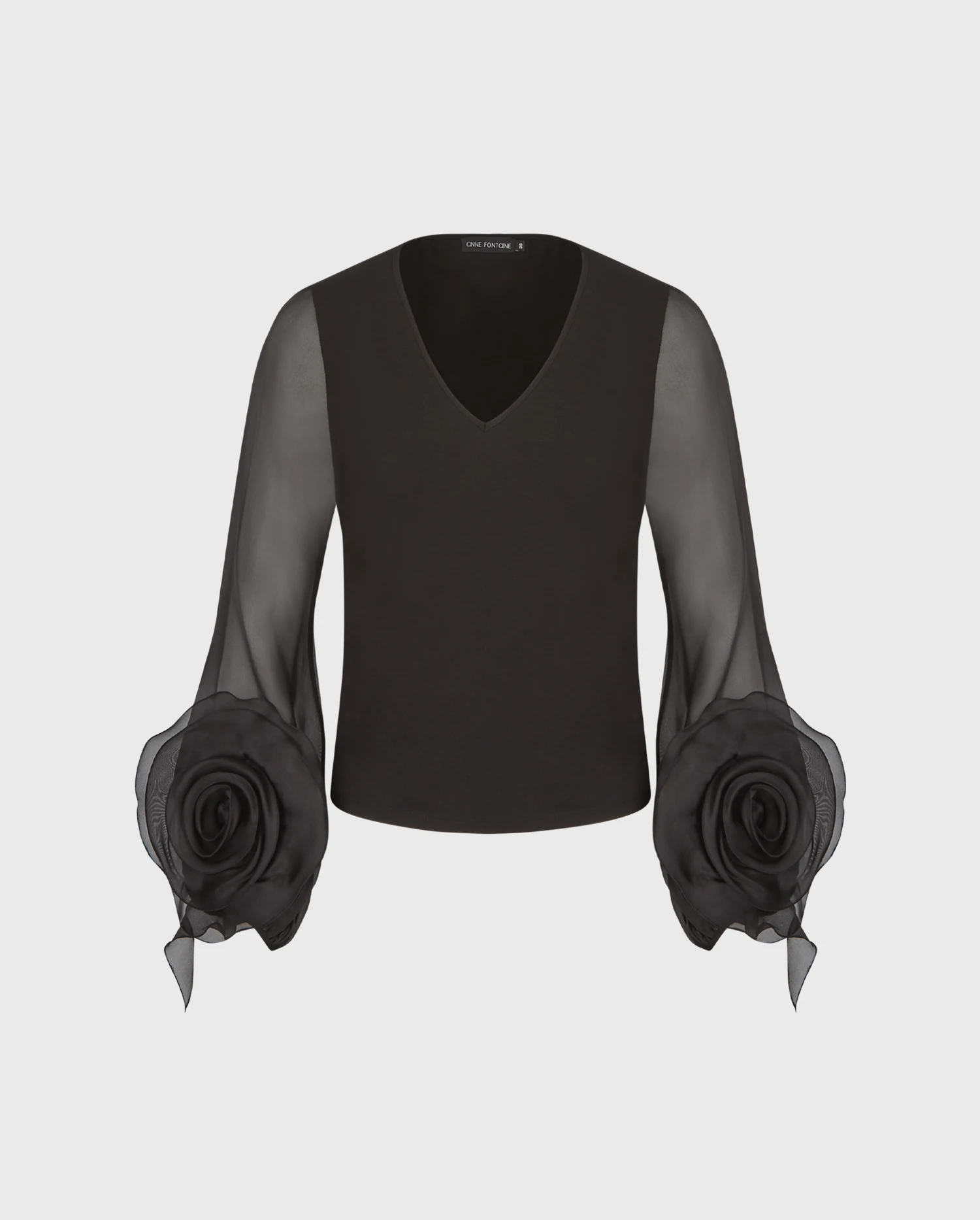 ANNE FONTAINE ブラックジャケット 40 Black Leather Jacket With Front Flowers & Two-Way Metal