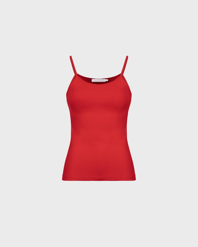 Red Tiana ruched cotton-blend poplin cami top