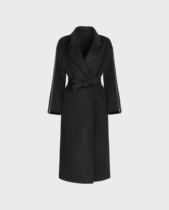 manteau long noir en laine