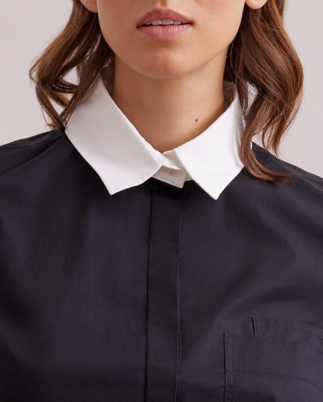 Black Poplin Shirt With Embroidery | Anne Fontaine