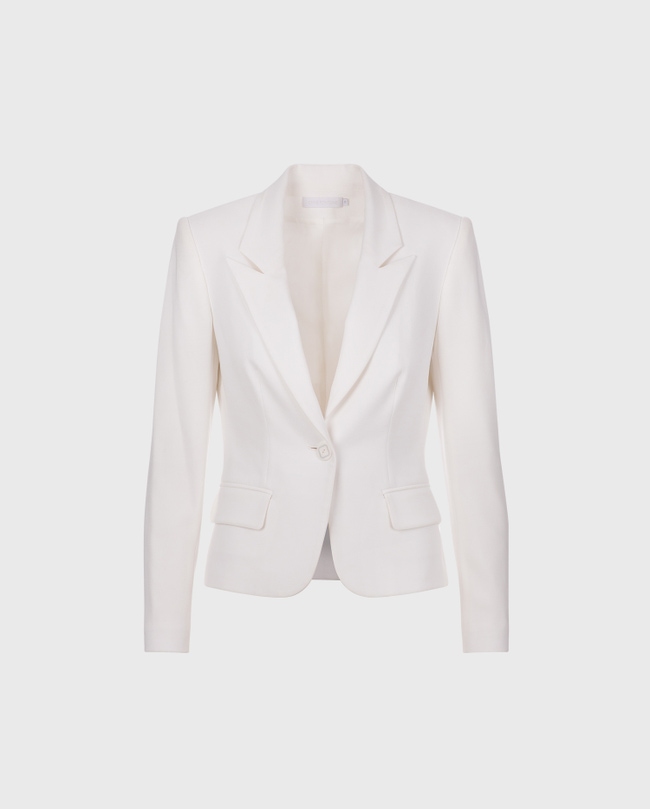 White Long Sleeve Crepe Jacket: Women's Luxury Jackets | Anne Fontaine