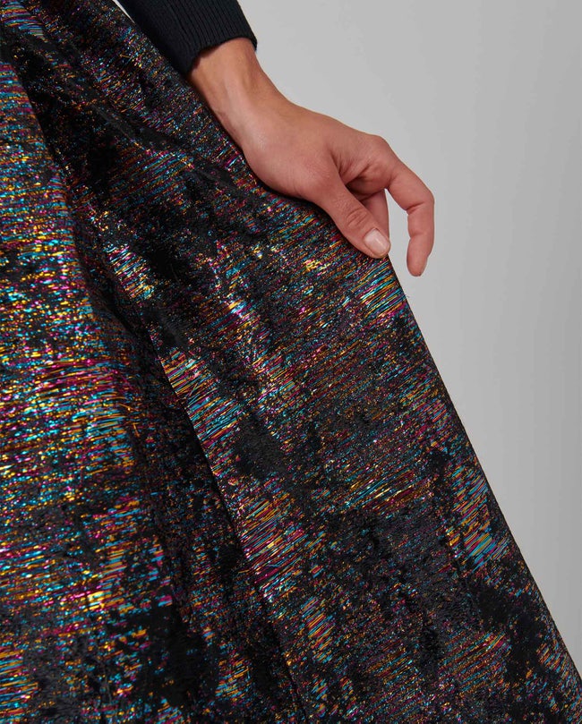 Multi-Colored Metallic Midi Skirt With Side Zipper: Women's Luxury ...