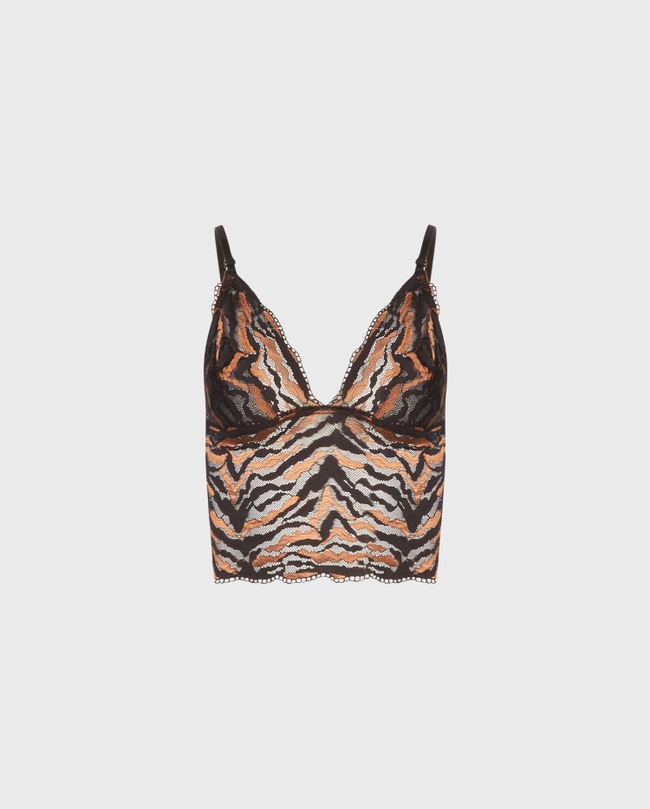 Tiger Print Longline Lace Bralette: Women's Luxury Bralettes