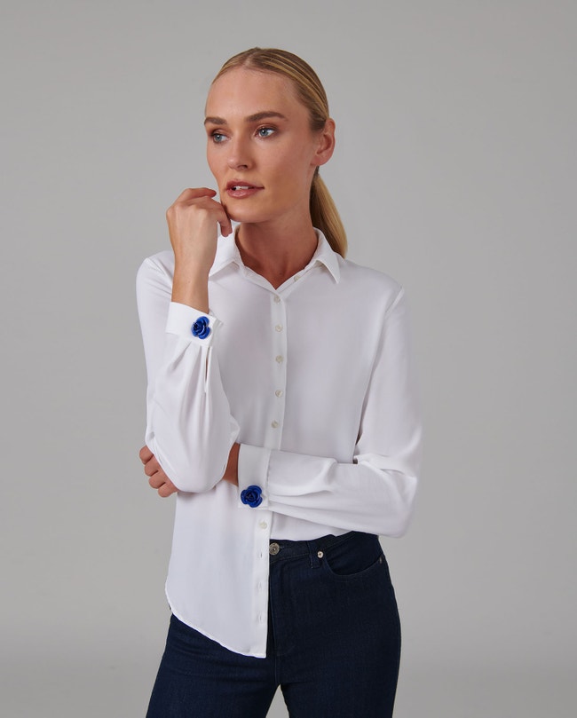 Ultra Blue Floral Cufflinks: Women's Luxury Accessories