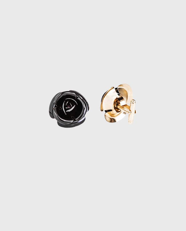 Anne Fontaine Neissi Black and Gold Floral Cufflinks