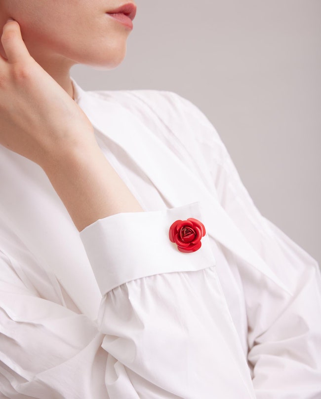 Anne Fontaine Neissi Black and Gold Floral Cufflinks