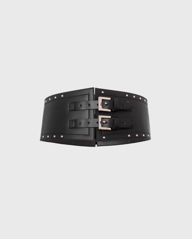 Black Metallic Stud Leather Belt