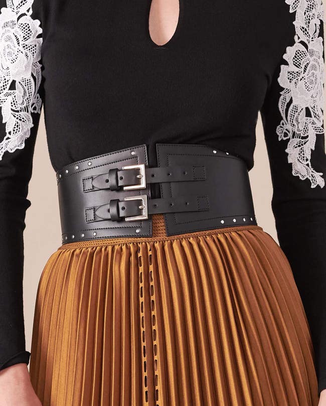 Black Metallic Stud Leather Belt