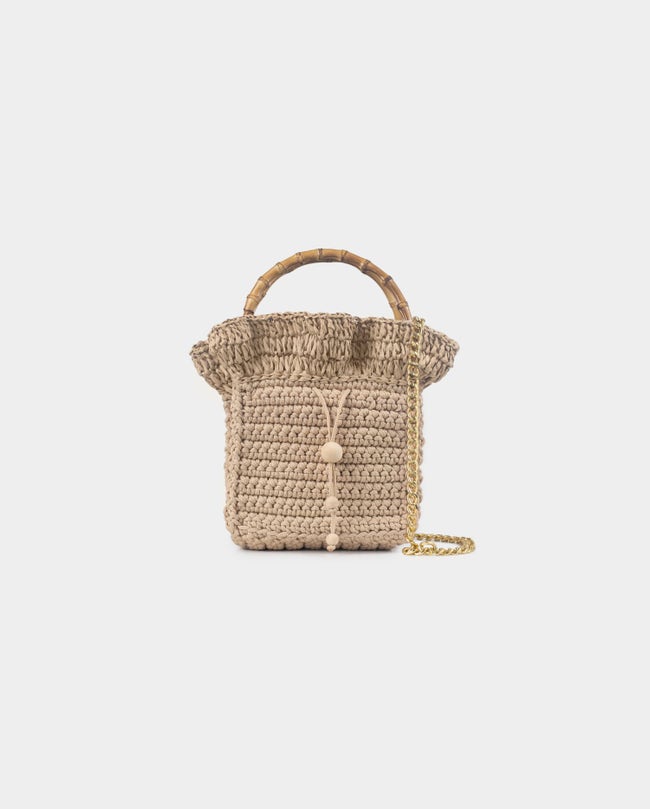 Woven Raffia Bamboo Handle Handbag: Women's Luxury Handbags | Anne Fontaine