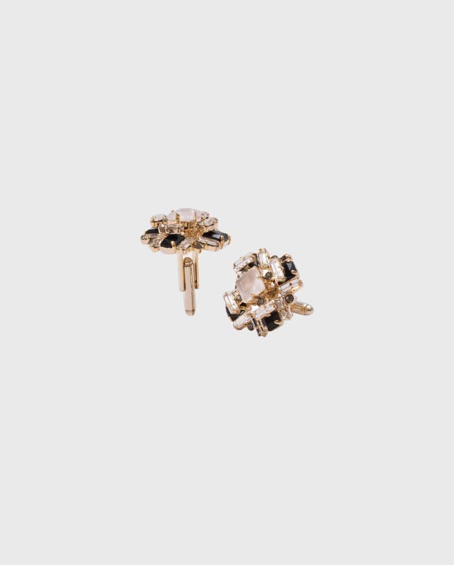 Anne Fontaine Neissi Black and Gold Floral Cufflinks