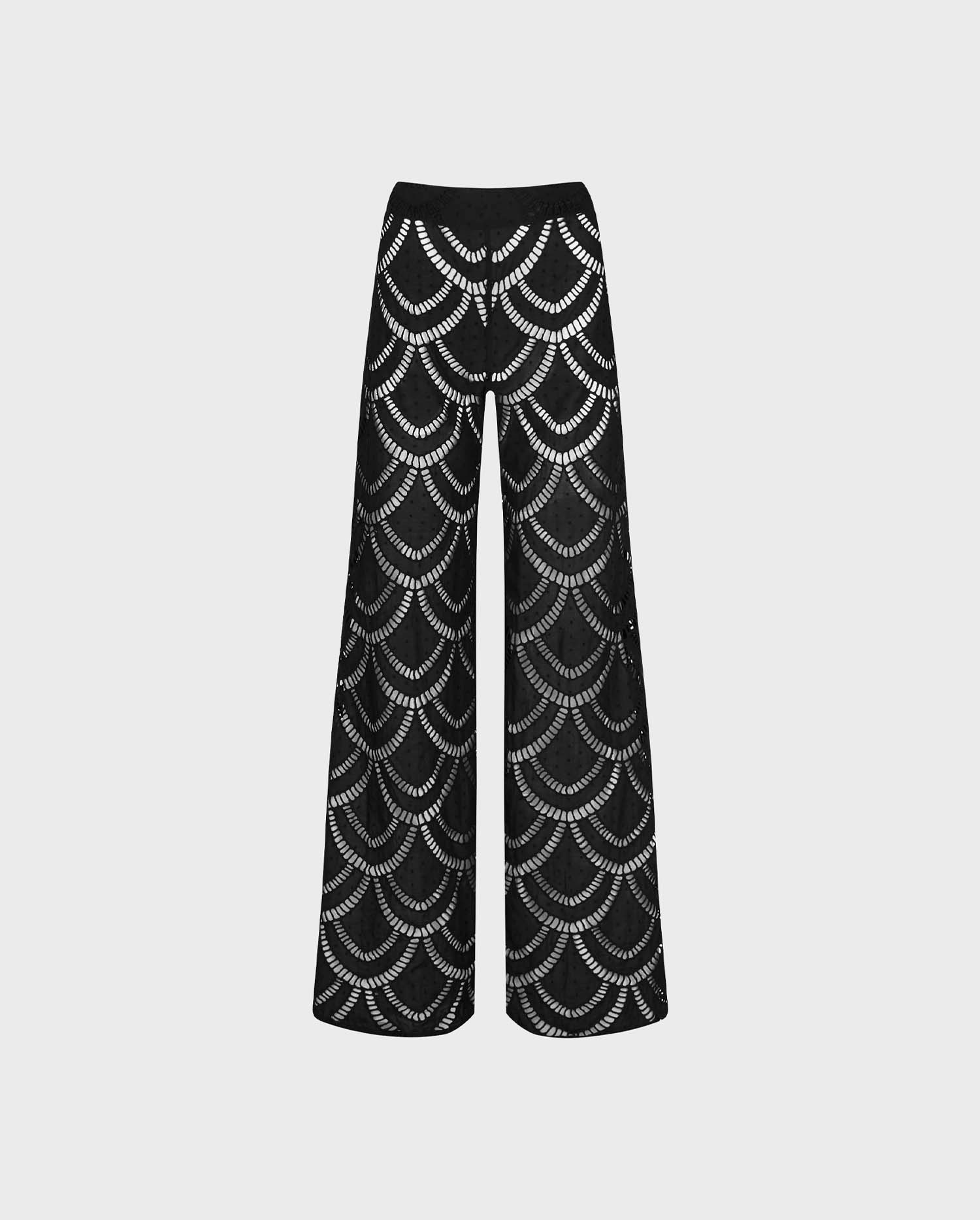 Black Cotton Palazzo Pants with Zari Embroidery – Stilento