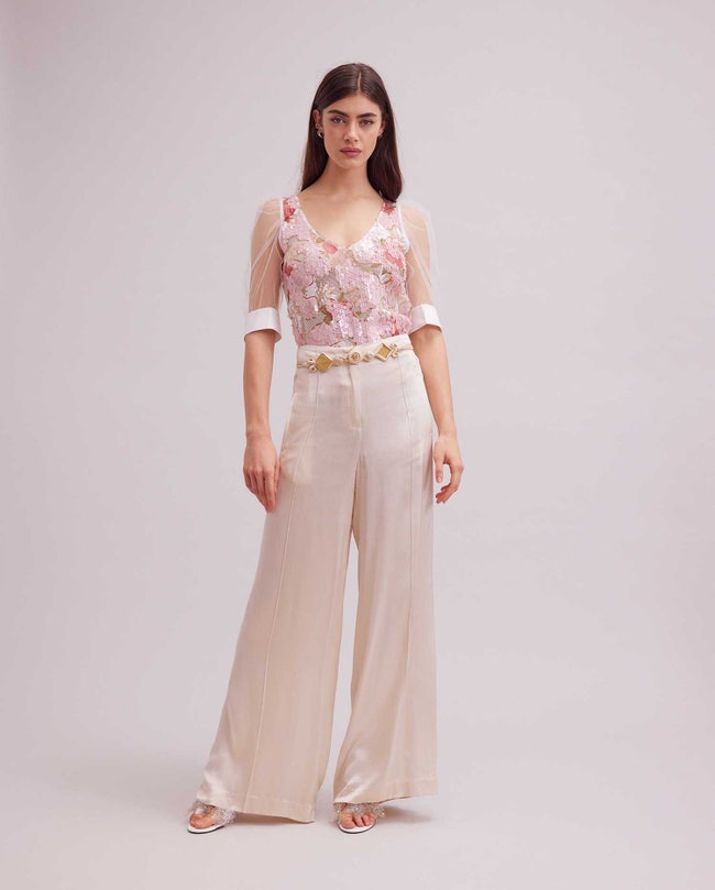 Anne Fontaine Flowers Scalloped Rose-Print Poplin Shirt White