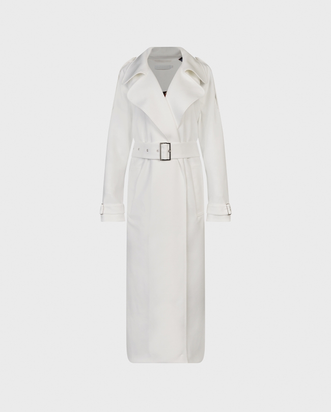 Anne Fontaine Women's Rumba White Long-Line Trench Coat