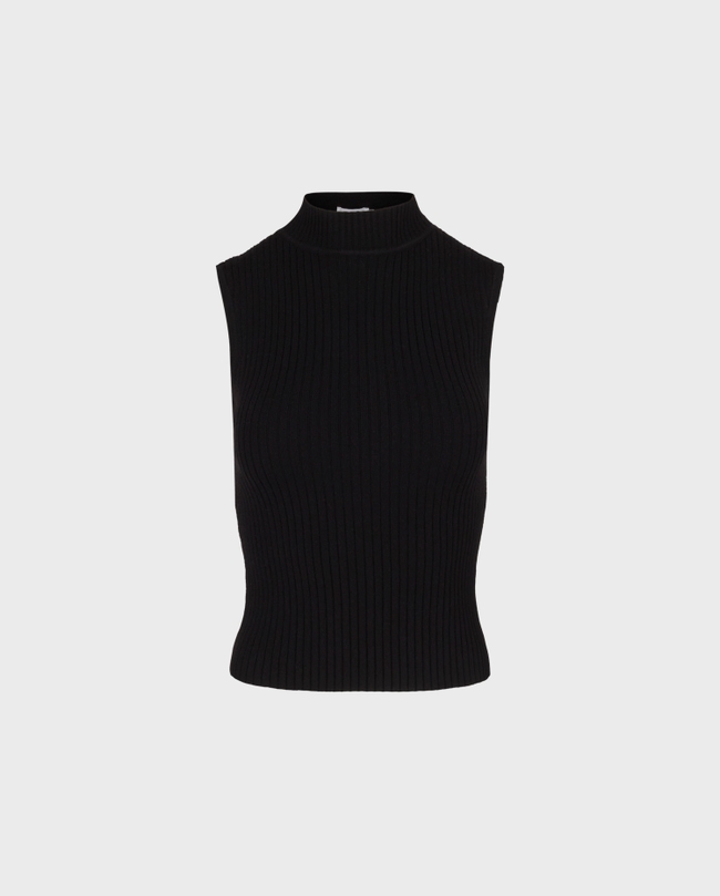 Black Sleeveless Mock Turtleneck: Women's Luxury Tops