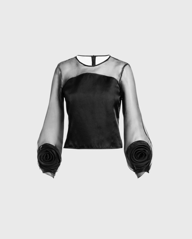 Silk Black Long Sleeve Blouse | Shop Luxury Women\'s Blouses