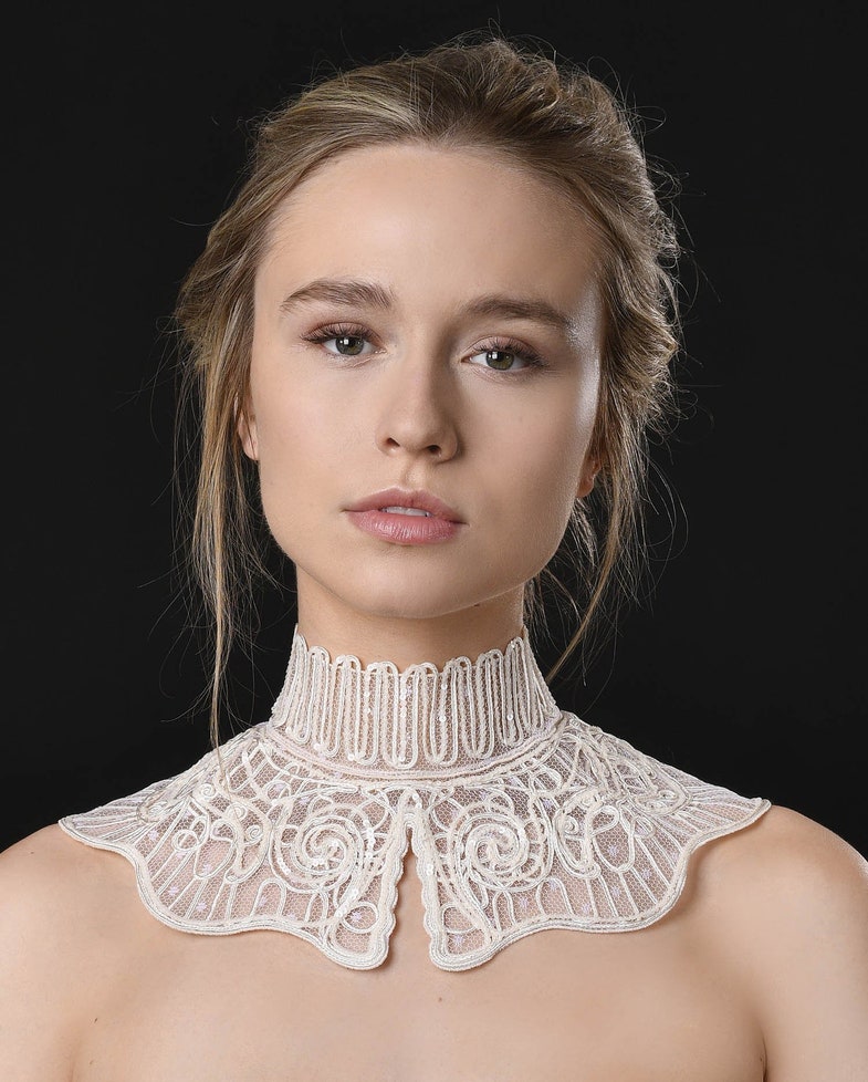 tulle embroidered bib statement collar for women  Anne Fontaine