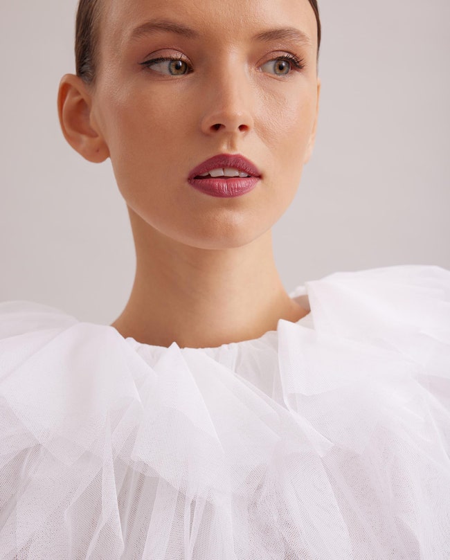 White Tulle Collar With Ribbon Tie: Women's Luxury Accessories