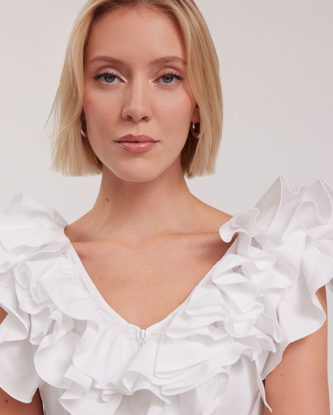 Ninetta Ruffle Blouse / White