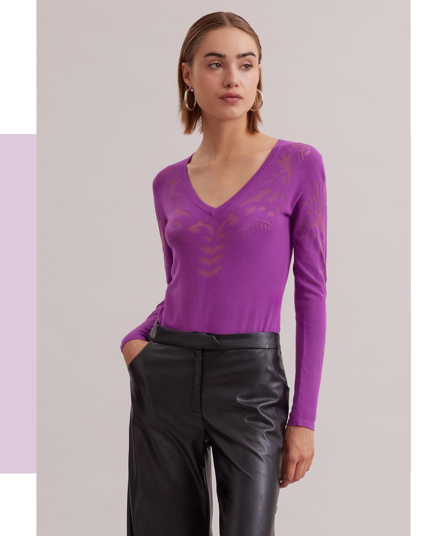 Discover The LARROSA Long sleeve knit top with transparent design from ANNE FONTAINE