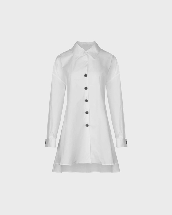 Discover the SORBONNE White tunic length baby doll shirt with ornate buttons from ANNE FONTAINE