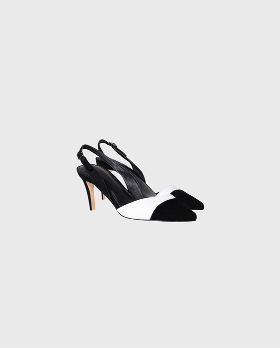 Discover the JAKIE Classic slingback heel in black and white leather from ANNE FONTAINE