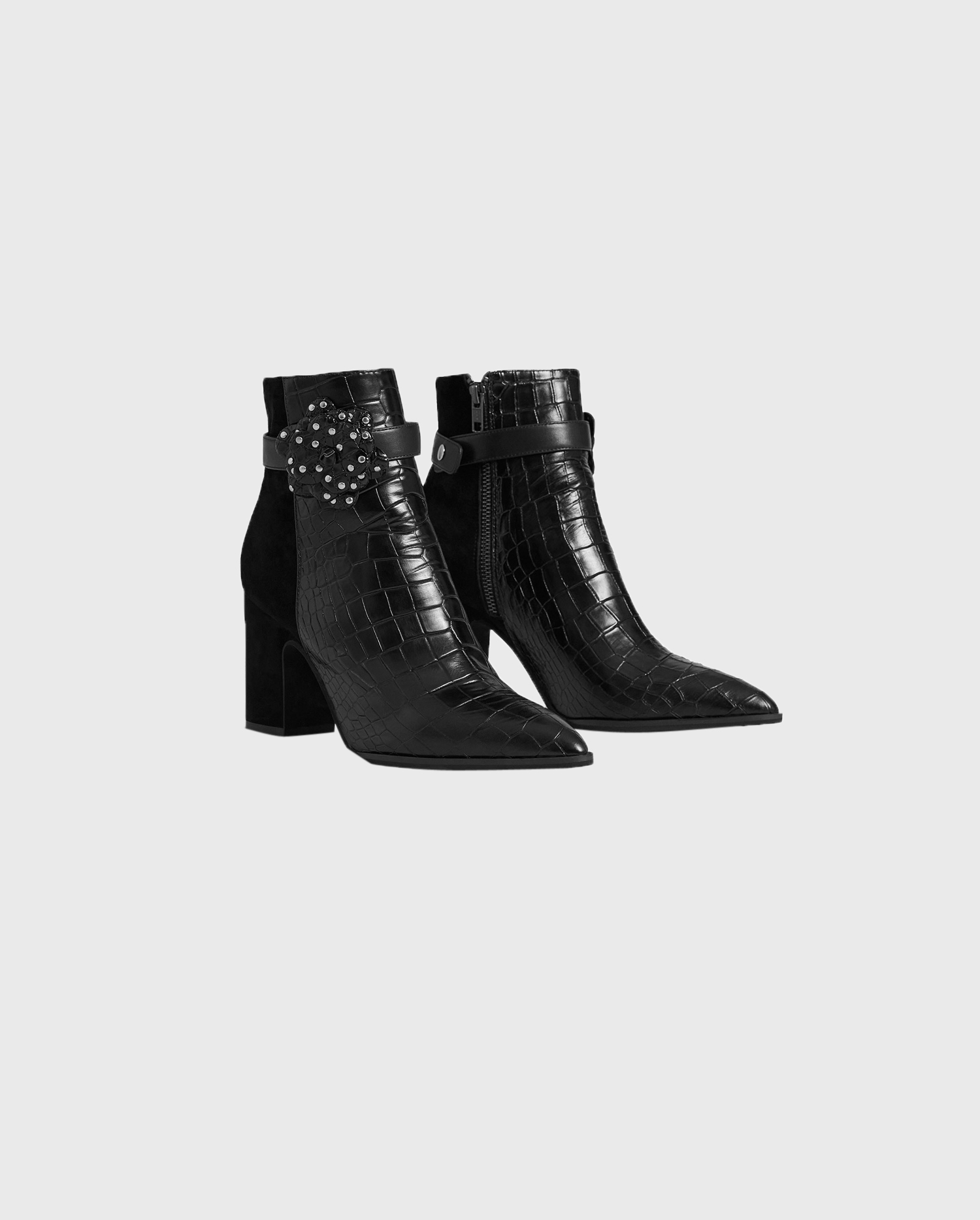 Discover The JASON - CROCO Croc-embossed leather and suede boots from ANNE FONTAINE