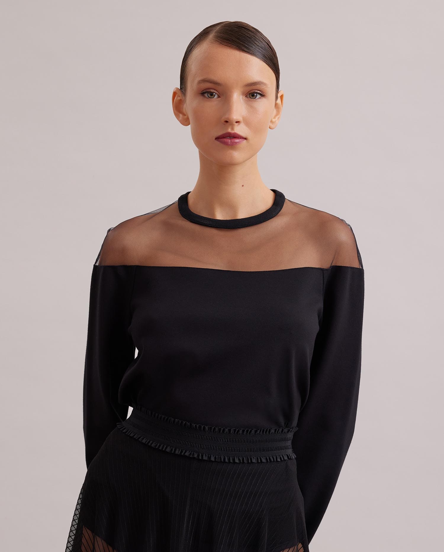 Discover The KALLY Black Long sleeve sheer tulle sweatshirt from ANNE FONTAINE
