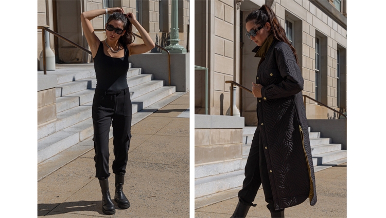 Discover The BALLADE Black crepe pant with large side pockets from ANNE FONTAINE