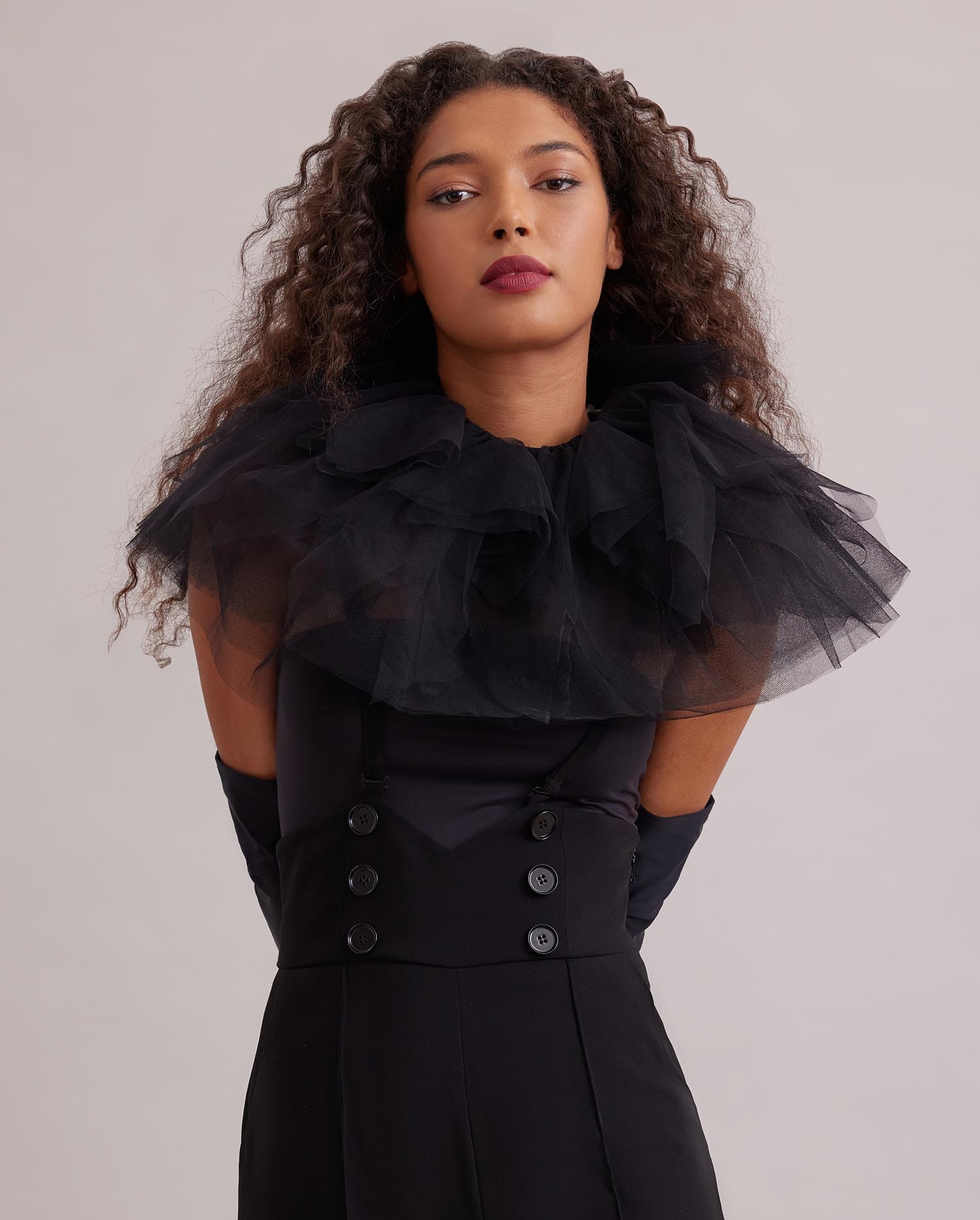 Discover The LETTER Black tulle collar with a ribbon tie from ANNE FONTAINE