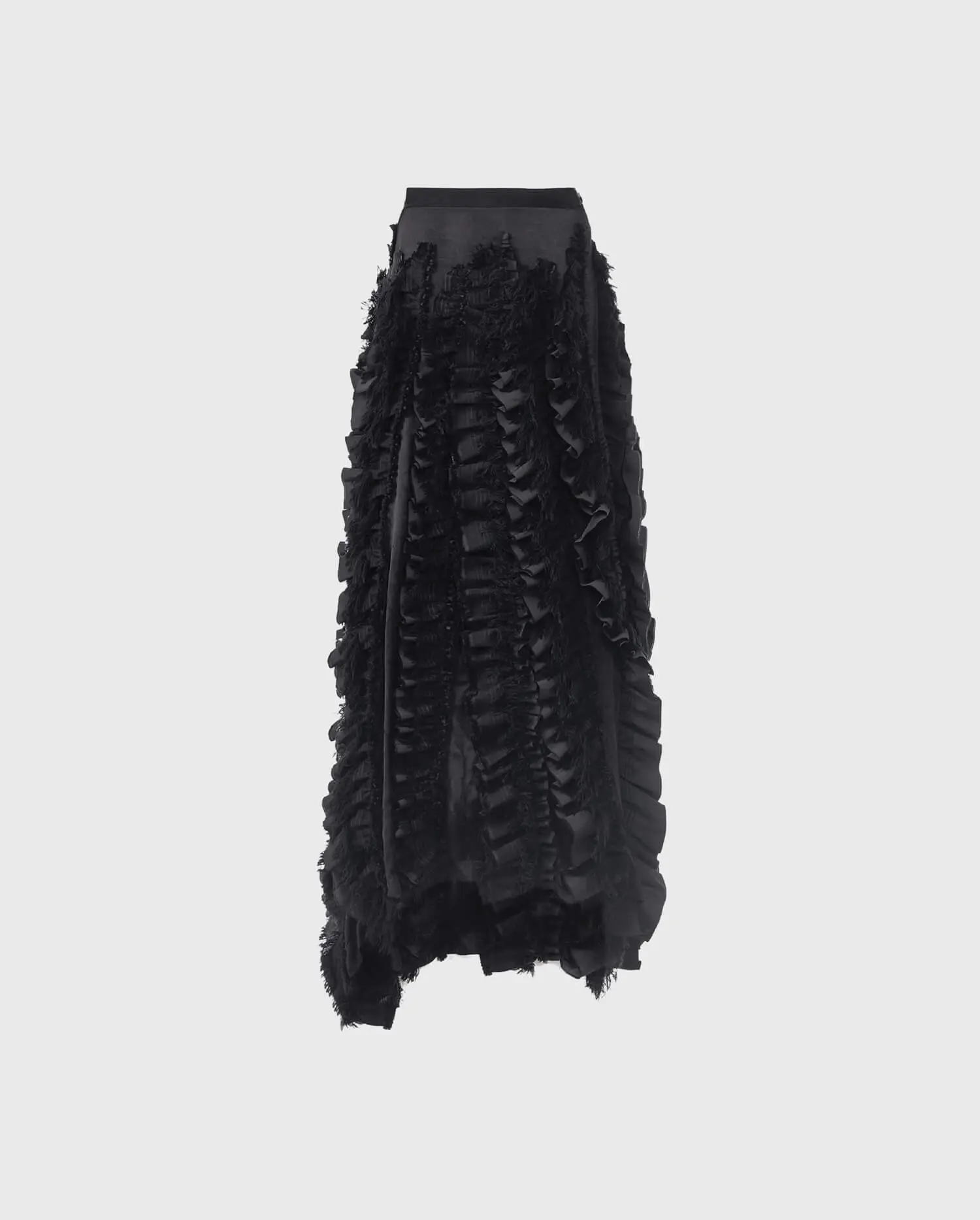 Discover the LANIELLE Artisan crafted satin skirt with vertical flowing ruffles from ANNE FONTAINE