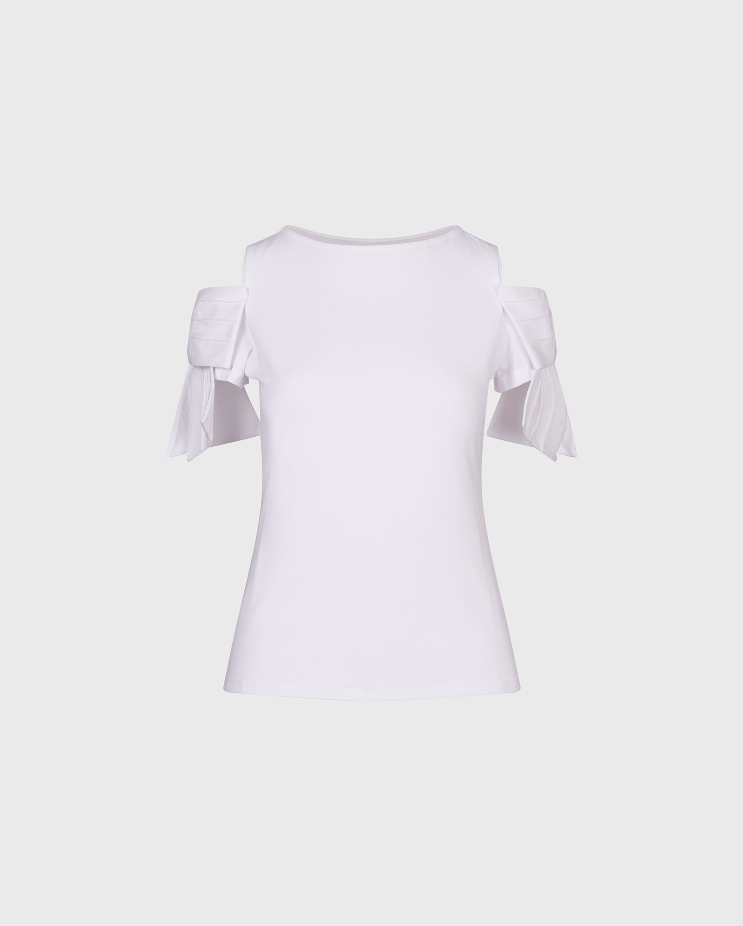 Discover The MYRTILLE Jersey cotton top with cold shoulders and bow detail