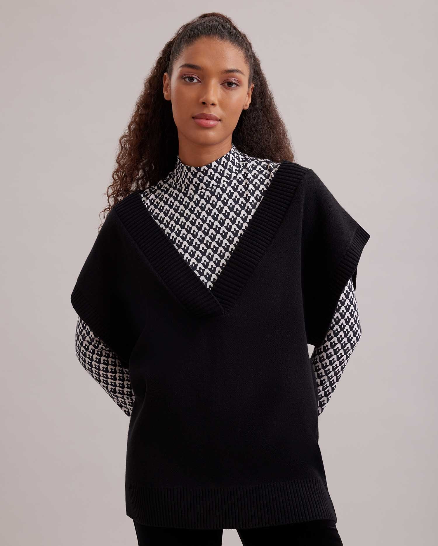 Discover The SONNET Black sleeveless v-neck knit sweater vest from ANNE FONTAINE