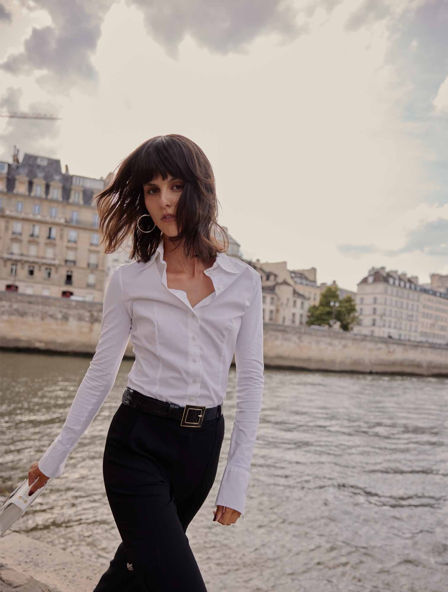 Discover The ARMANTINE Fitted and tailored white cotton shirt from ANNE FONTAINE
