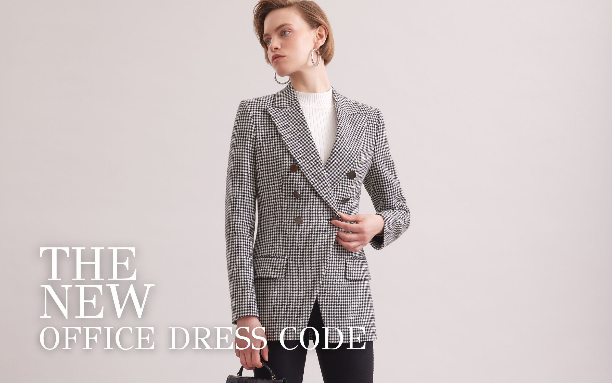 Discover the CHESS Houndstooth Double-breasted Blazer With A Notched Lapel from ANNE FONTAINE