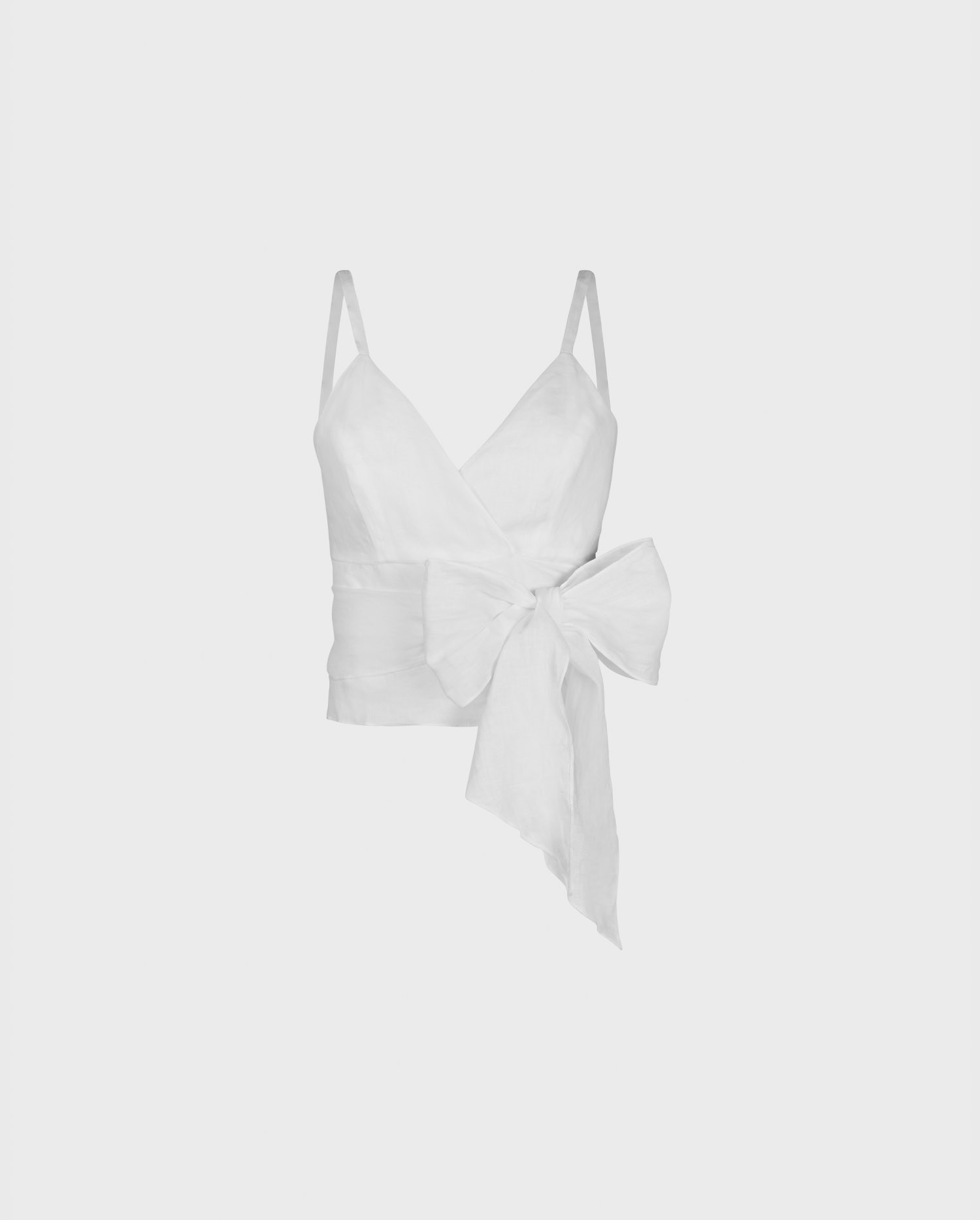 Discover The ALAI White Crop Tank Top Linen Tie-Front Type Camisole From ANNE FONTAINE