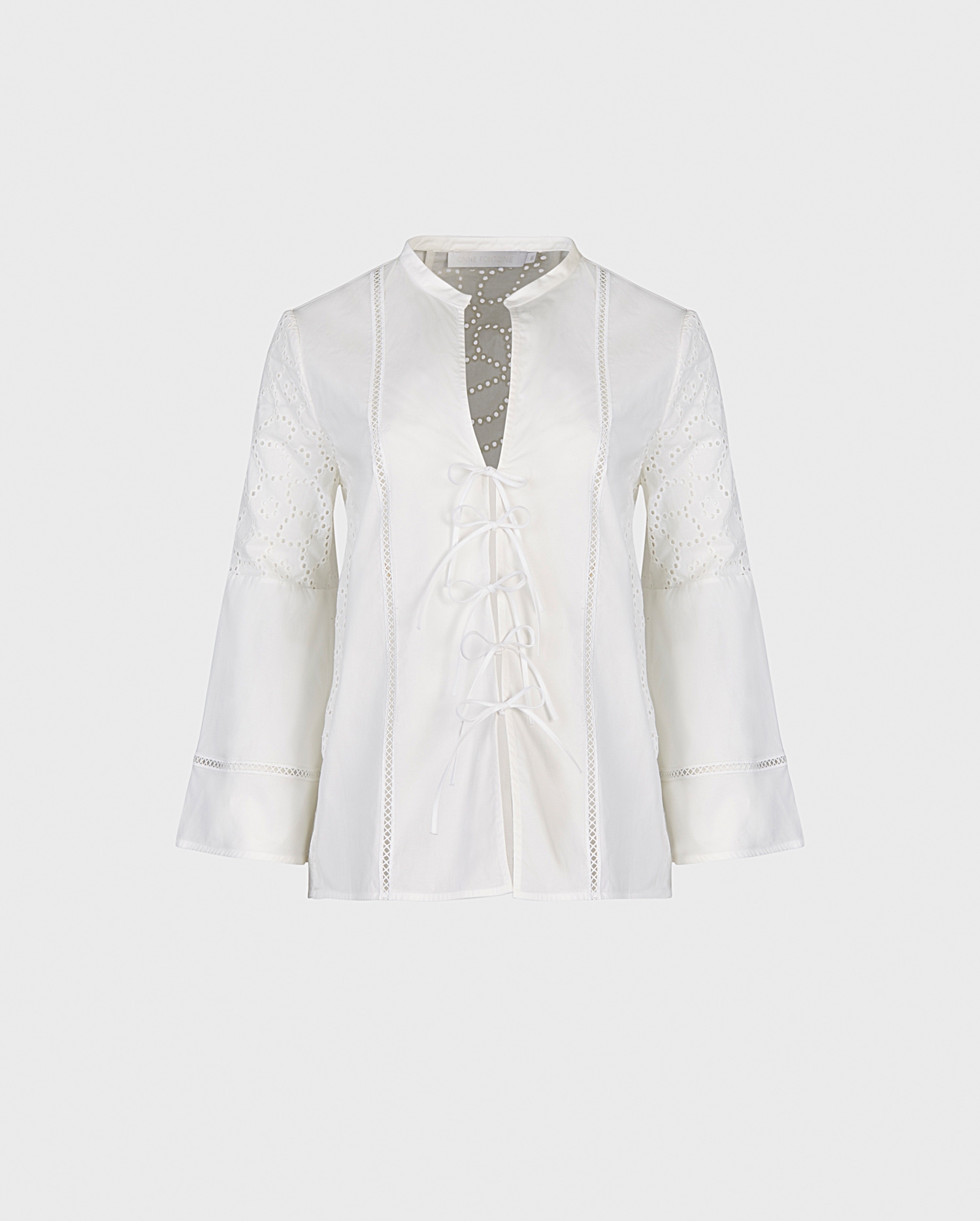 Discover the ALIZA Long sleeve white cotton blouse with open front and Bell sleeves from ANNE FONTAINE