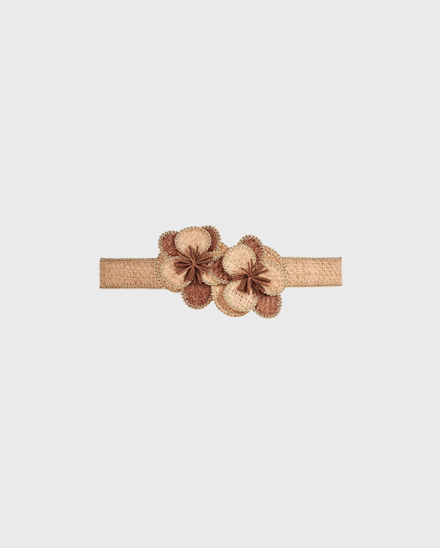 Discover the Amelie-Boho Thin Raffia Straw Belt With Removable Flowers From ANNE FONTAINE