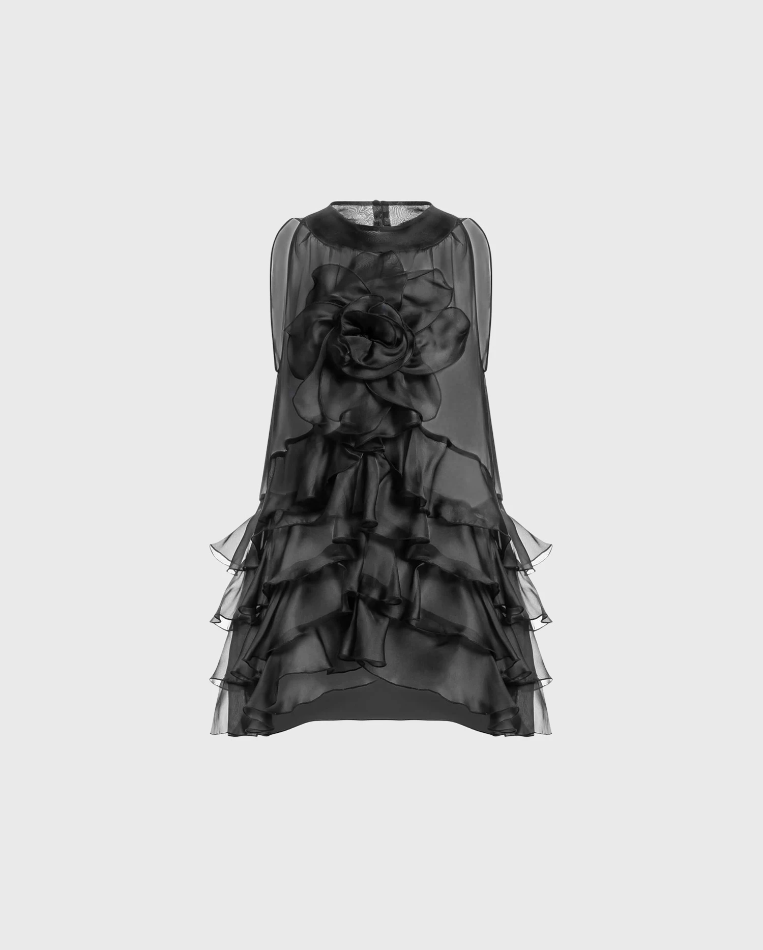 Discover The AUBREY Black Sleeveless Blouse in Layered Silk Organza From ANNE FONTAINE