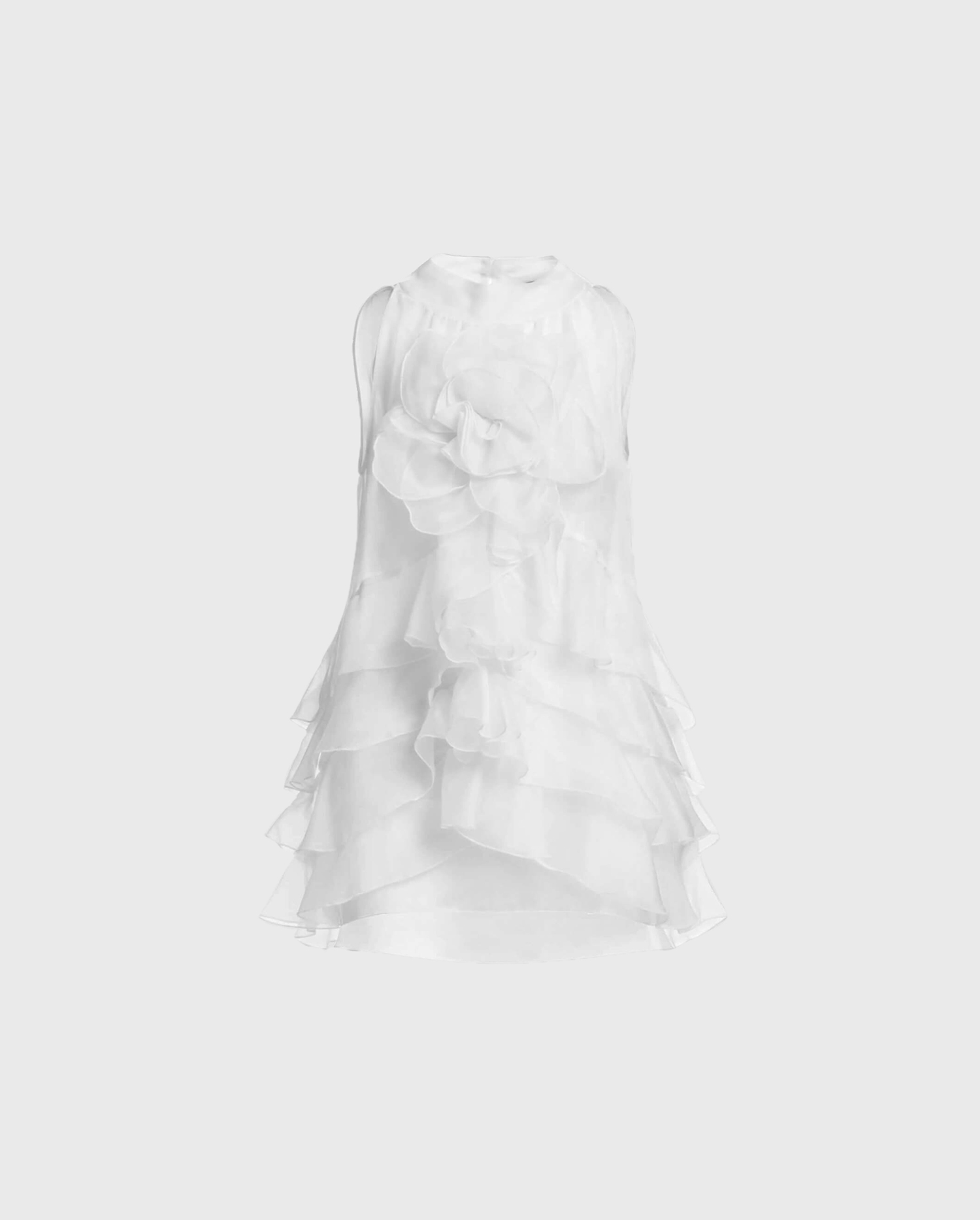 Discover The AUBREY White Sleeveless Blouse in Layered Silk Organza From ANNE FONTAINE