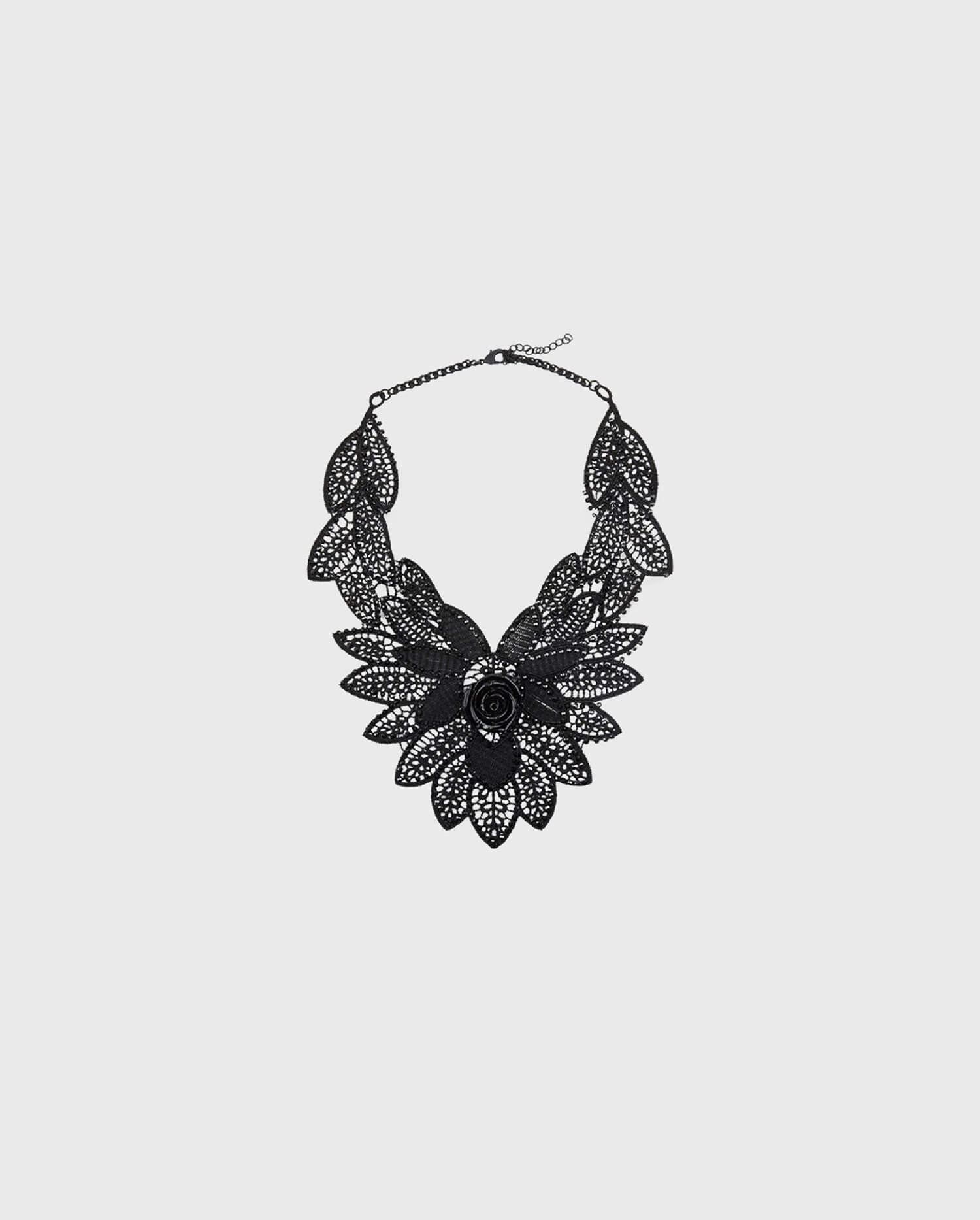 Discover the BALLAD Black Crochet Lace Floral Collar Necklace from ANNE FONTAINE