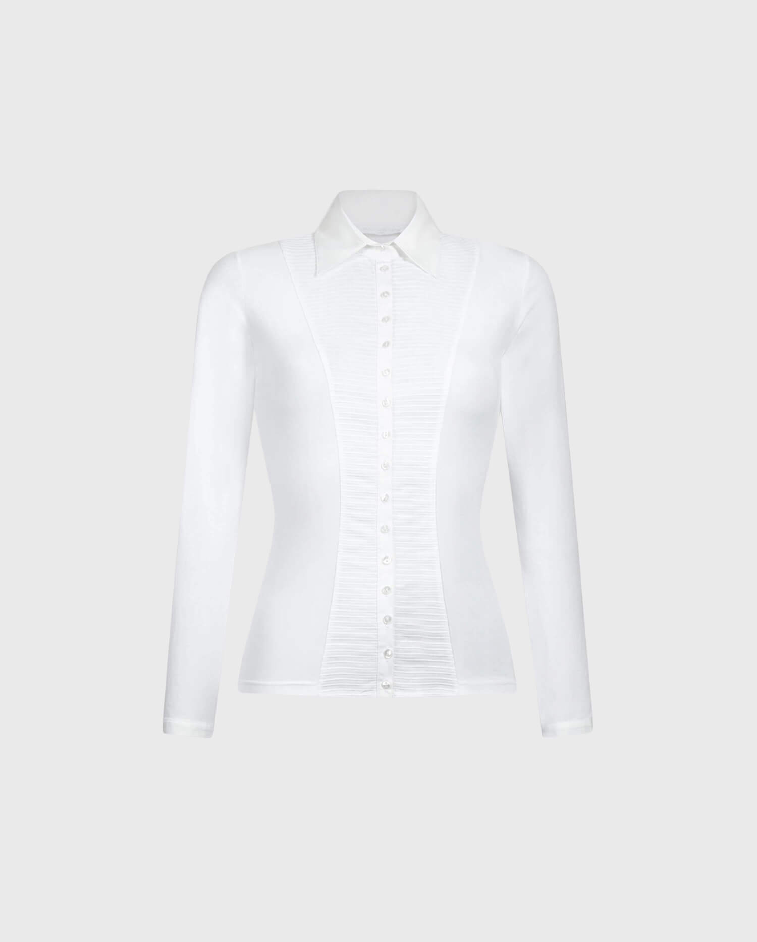 Discover the CLODIE White Pleated and Tailored Blouse in Pima Jersey from ANNE FONTAINE