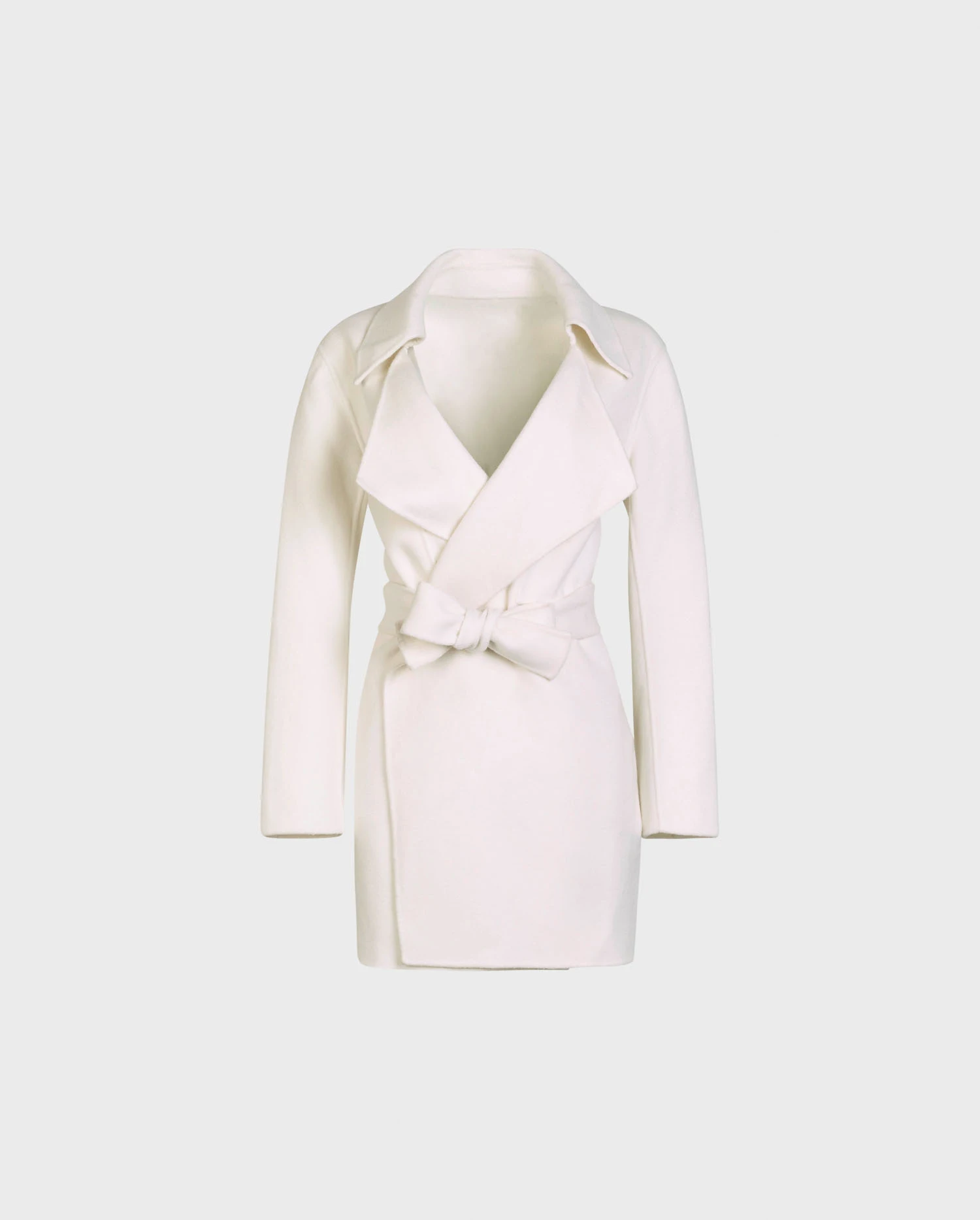 Discover The DELACROIX White belted open wool blend coat with large notched lapel from ANNE FONTAINE