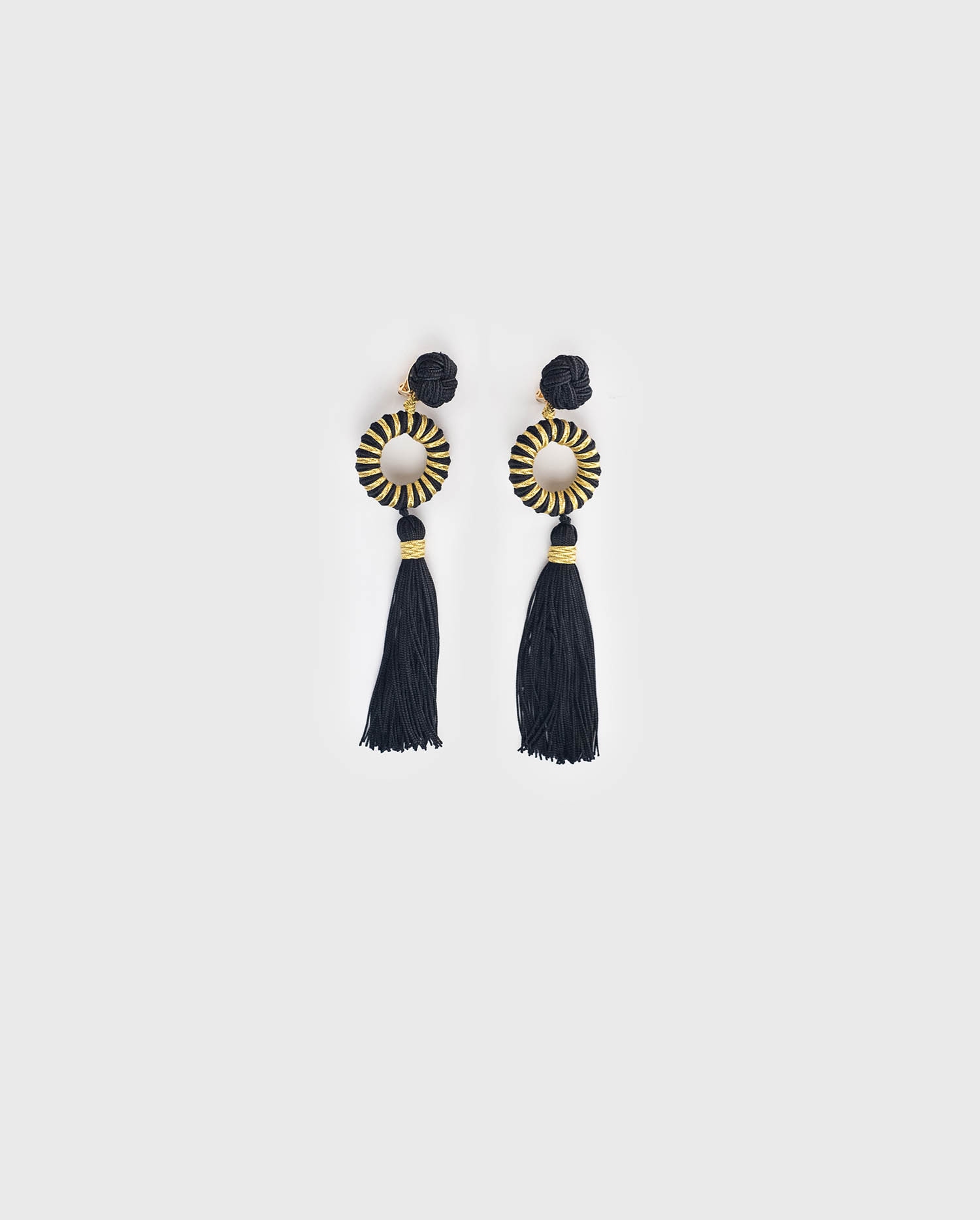 Disocver the ERNEST Black and gold ornate tassel earrings from ANNE FONTAINE