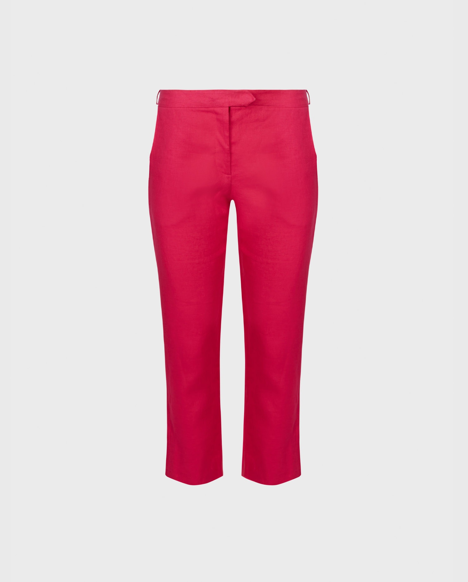 Discover The ESPELETTE Cropped bright pink tapered linen pants from ANNE FONTAINE